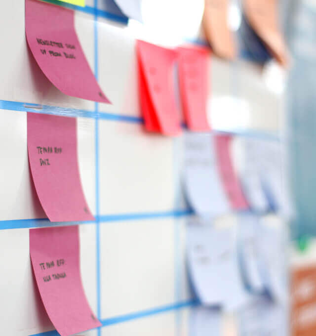 A project board showing user stories underway following a successful Agile project discovery workshop.