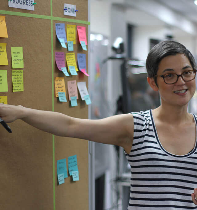 An Agile coach planning an Agile kick-off workshop with her team.