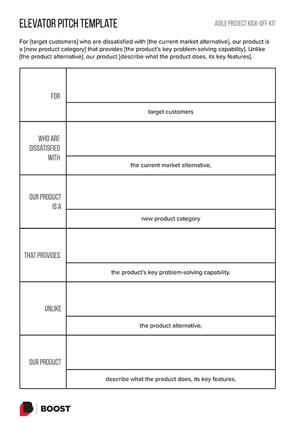 Elevator Pitch template